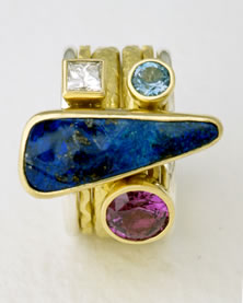 'Stacking Ring with Opal' in 18K gold with boulder Opal